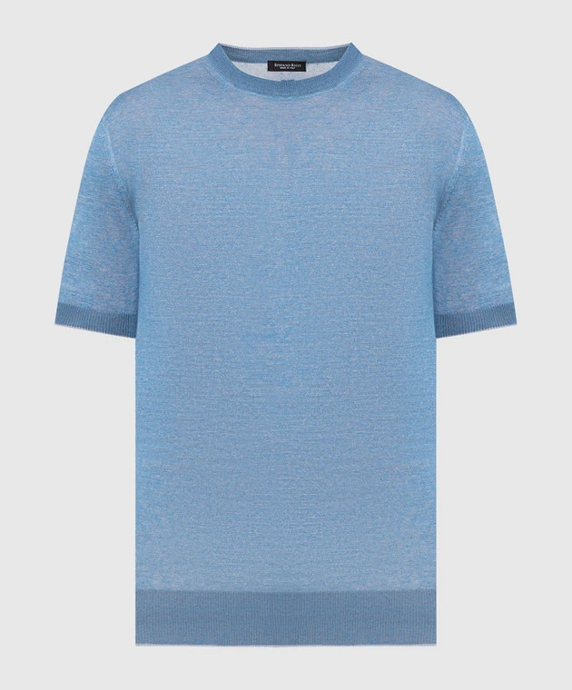 Blue Jumper Made Of Linen And Silk 1 Blue Jumper Made Of Linen And Silk