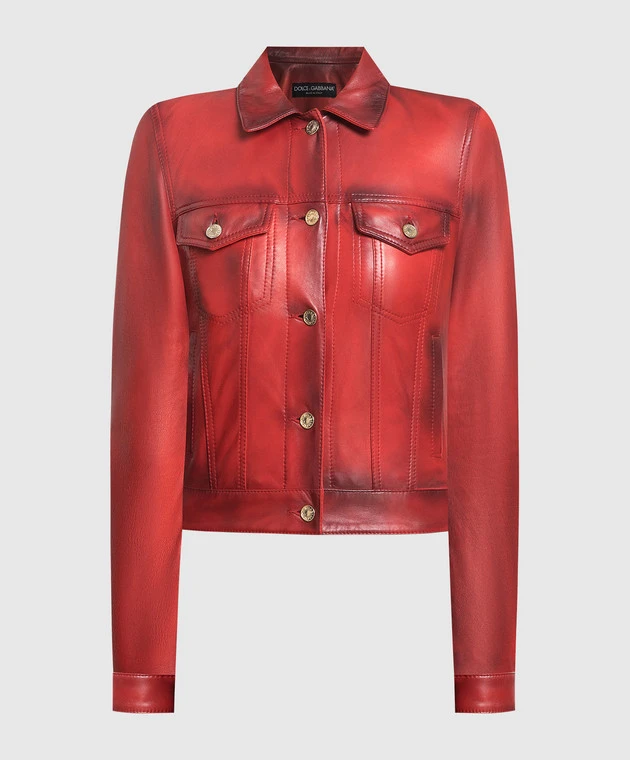 Dolce & Gabbana Red Leather Jacket With A Worn Effect 1 Dolce & Gabbana Red Leather Jacket With A Worn Effect