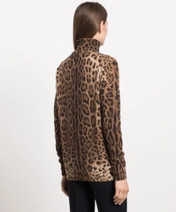 Dolce & Gabbana Brown Leopard Print Cashmere Turtleneck -Summer Fashion Clothing d3db8e9f 7e78 4959 b3f7 be87494f623a