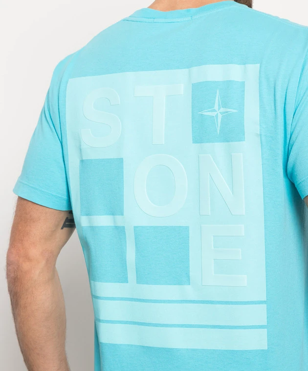Stone Island Blue T-shirt With Logo Print 5 Stone Island Blue T-shirt With Logo Print - Image 5