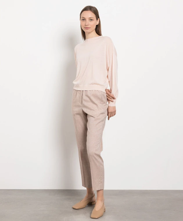 Peserico Brown Linen And Wool Trousers With Monil Chain 2 Peserico Brown Linen And Wool Trousers With Monil Chain - Image 2