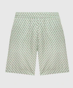 Green Swimming Shorts In A Geometric Print
