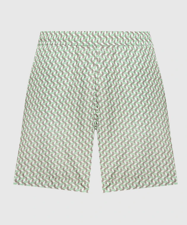 Green Swimming Shorts In A Geometric Print 1 Green Swimming Shorts In A Geometric Print