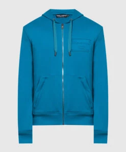 Dolce & Gabbana Blue Sports Jacket With Textured Logo