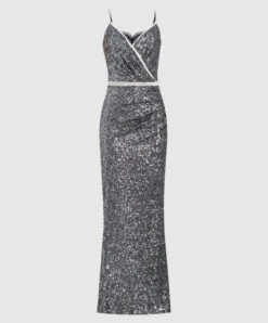 Dolce & Gabbana Gray Dress With Sequins And Crystals