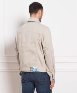 Canali Beige Denim Jacket With Logo Patch -Summer Fashion Clothing da37239c 875a 4ecb a681 076f5f60668f