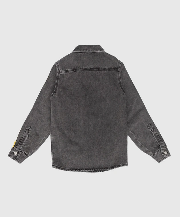 Off-White Industrial Children's Dark Gray Denim Jacket With Branded Inserts 2 Off-White Industrial Children's Dark Gray Denim Jacket With Branded Inserts - Image 2