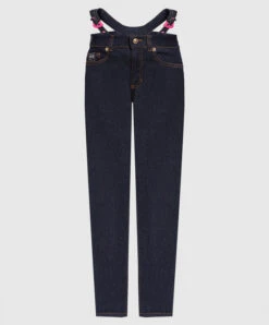 Versace Jeans Couture Blue Skinny Jeans With V-emblem Logo