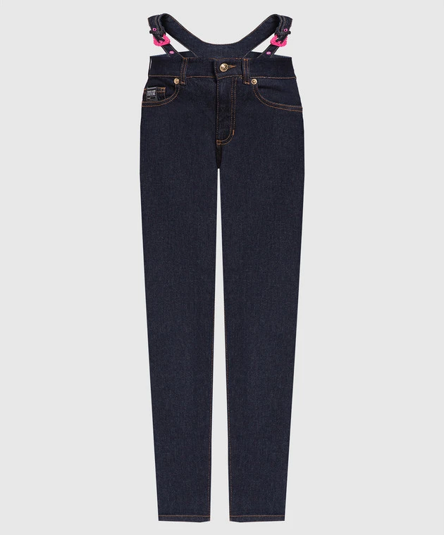 Versace Jeans Couture Blue Skinny Jeans With V-emblem Logo 1 Versace Jeans Couture Blue Skinny Jeans With V-emblem Logo