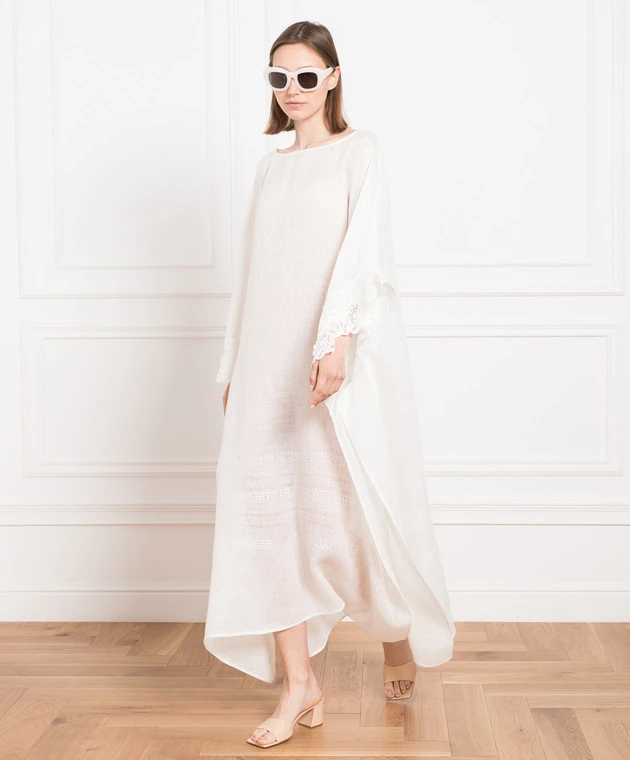 ERMANNO SCERVINO White Maxi Poncho With Lace 2 ERMANNO SCERVINO White Maxi Poncho With Lace - Image 2