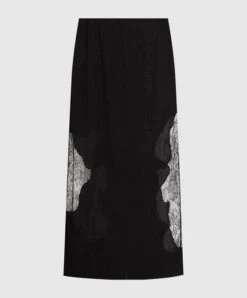 Black Silk Skirt With Lace