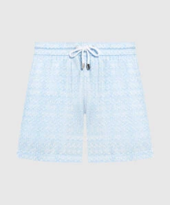 Blue Printed Swimming Shorts