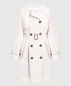 Peserico Pink Double-breasted Trench Coat With Monil Chain