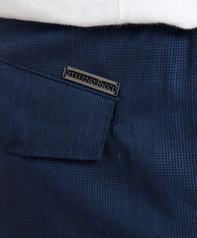 Blue Trousers Made Of Wool, Linen And Silk 5 Blue Trousers Made Of Wool, Linen And Silk - Image 5
