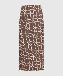 Valentino Brown Chain 1967 Print Skirt