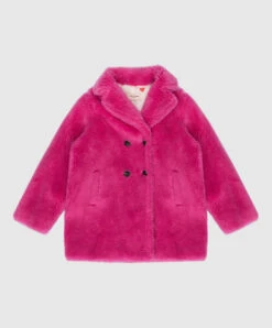 Children's Raspberry Double-breasted Wool Coat