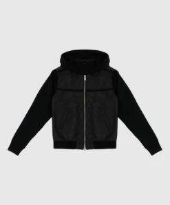 Children's Black Cashmere, Silk And Leather Jacket