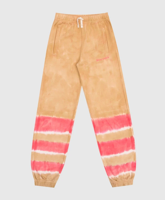 Palm Angels Children's Brown Joggers With A Tie-dye Effect 1 Palm Angels Children's Brown Joggers With A Tie-dye Effect