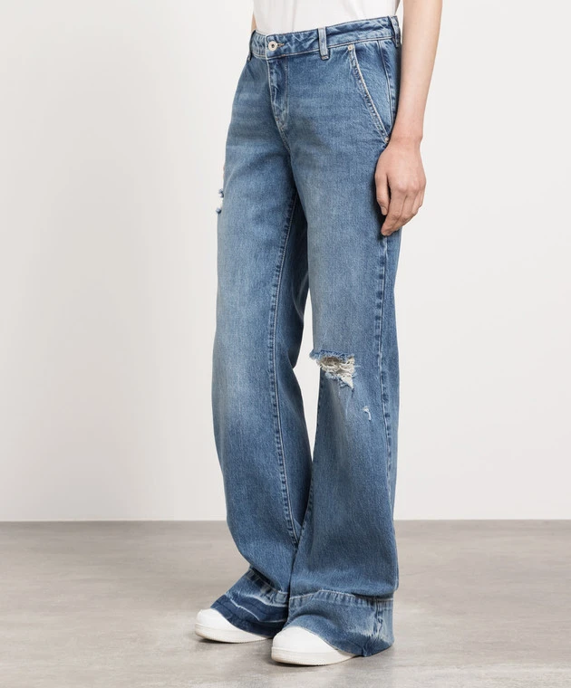 Blue Flared Jeans With A Distressed Effect 3 Blue Flared Jeans With A Distressed Effect - Image 3