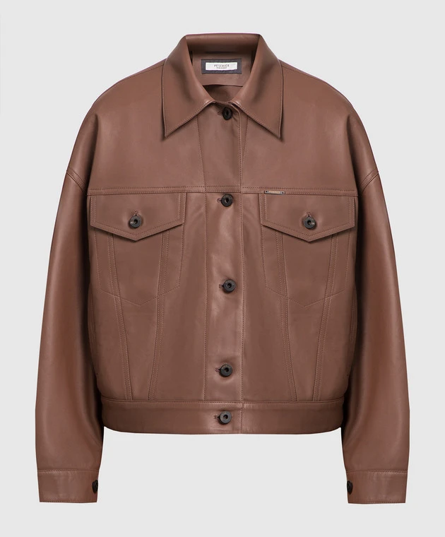 Peserico Brown Leather Jacket 1 Peserico Brown Leather Jacket