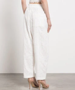 Lya White Pants With Broderie Embroidery -Summer Fashion Clothing e73eb8c0 ef1b 479f 8e1a 93038f72a559