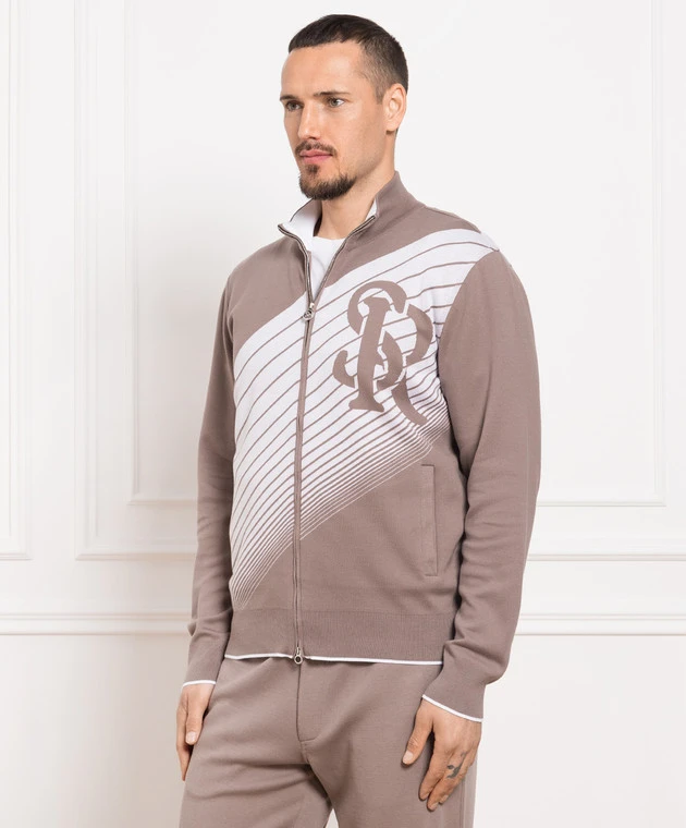 Brown Sports Jacket With A Logo Pattern 3 Brown Sports Jacket With A Logo Pattern - Image 3