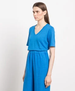 Blue Linen T-shirt -Summer Fashion Clothing ebd8a063 ec0d 45ef 9e5a ec52309a0568