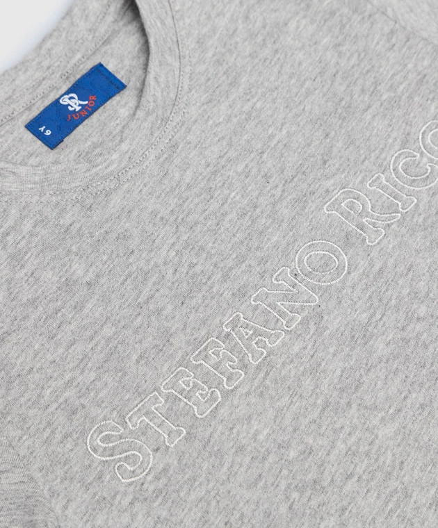 Gray T-shirt With Textured Logo 3 Gray T-shirt With Textured Logo - Image 3