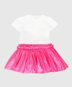 Summer Fashion Clothing 17 FENDI Children's White Dress With Logo Embossing