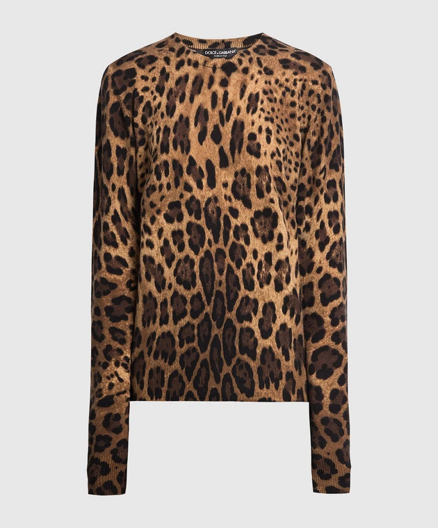 Dolce & Gabbana Brown Leopard Print Cashmere Jumper 1 Dolce & Gabbana Brown Leopard Print Cashmere Jumper