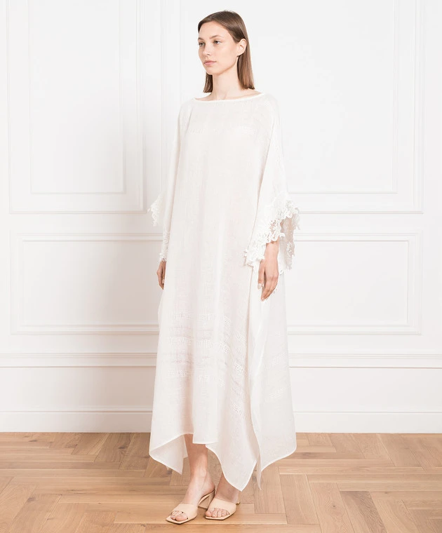 ERMANNO SCERVINO White Maxi Poncho With Lace 3 ERMANNO SCERVINO White Maxi Poncho With Lace - Image 3