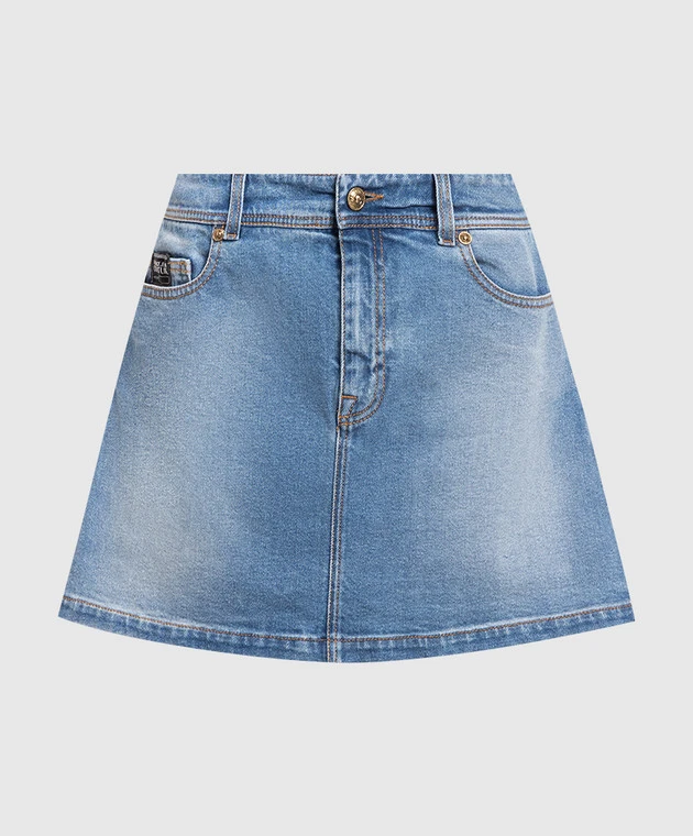 Versace Jeans Couture Blue Denim Skirt With Logo 1 Versace Jeans Couture Blue Denim Skirt With Logo