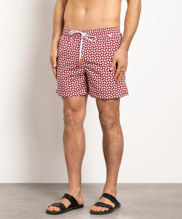 Burgundy Printed Swim Shorts 3 Burgundy Printed Swim Shorts - Image 3