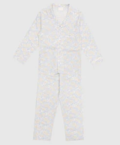 Children's Blue Pajamas In A Floral Print
