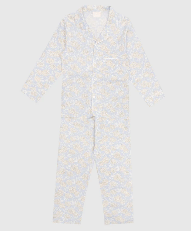 Children's Blue Pajamas In A Floral Print 1 Children's Blue Pajamas In A Floral Print