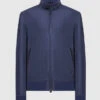 Blue Wool, Silk And Linen Bomber Jacket