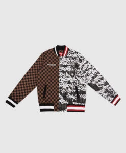 SPRAYGROUND Children's Bomber Jacket In Nightnight Split Check Varsity Youth Print