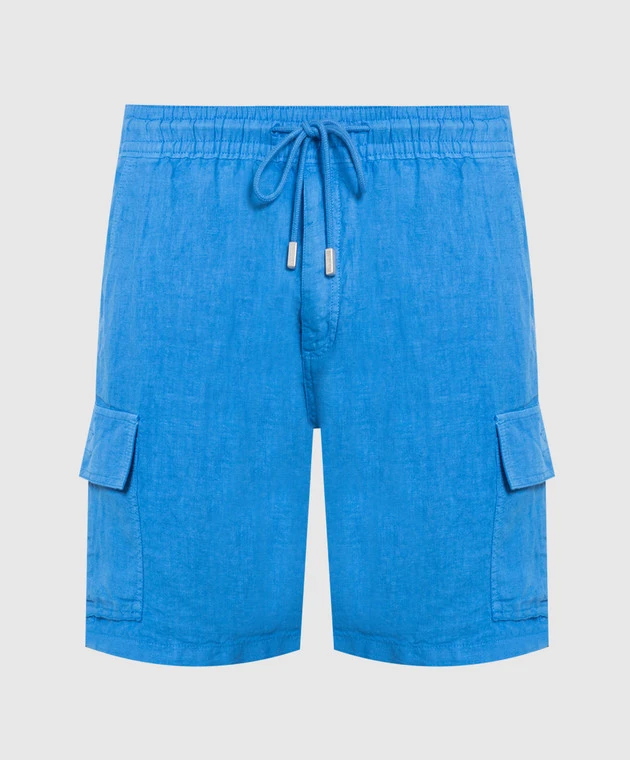 Vilebrequin Baie Man Blue Linen Cargo Shorts 1 Vilebrequin Baie Man Blue Linen Cargo Shorts