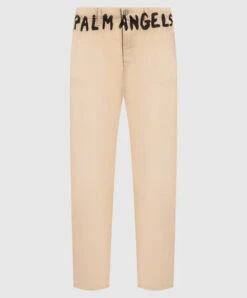 Palm Angels Brown Pants With Logo Print