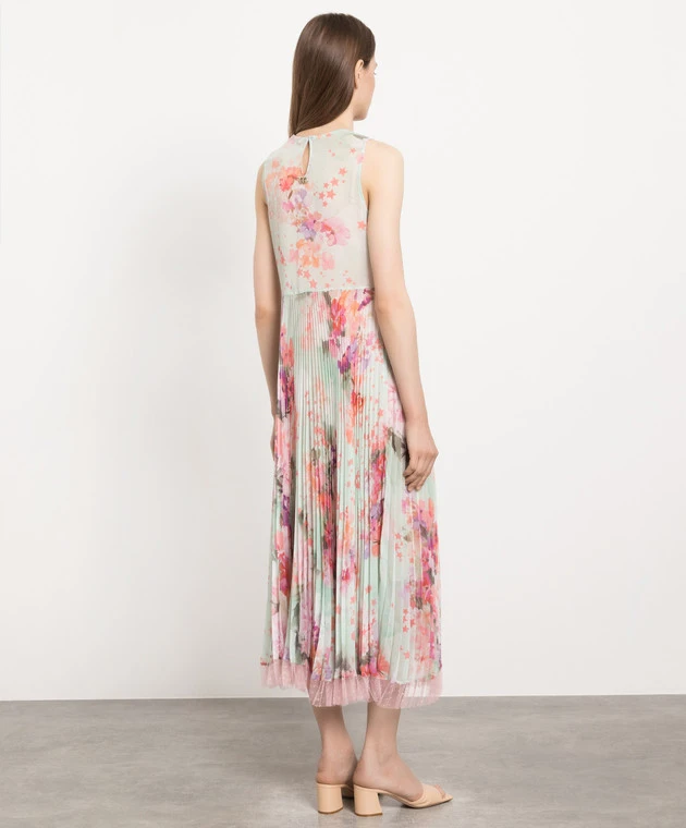 TWINSET Green Dress With Pleating In A Floral Print 4 TWINSET Green Dress With Pleating In A Floral Print - Image 4