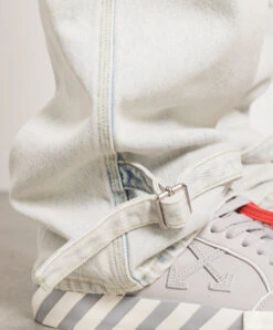 Off-White Blue Cargo Jeans With Graffiti Embroidery -Summer Fashion Clothing f681c9d3 abb7 49f0 8f48 d0004c349f55