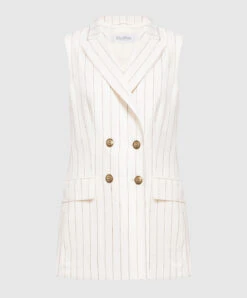 Max Mara White Double-breasted Striped Vest