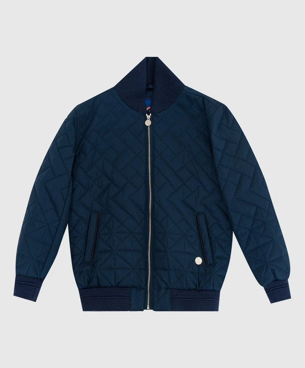 Children's Blue Silk Bomber Jacket 1 Children's Blue Silk Bomber Jacket