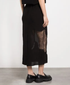 Black Silk Skirt With Lace -Summer Fashion Clothing f864e7f0 9f1f 4b99 8499 5605f2a2c88c