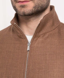 Brown Wool, Silk And Linen Jacket -Summer Fashion Clothing fb20ff24 9f5f 4ff7 9d3f 8f262ce4ecb9