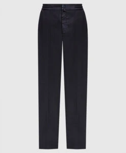 Kiton Blue Pants With Logo Patch