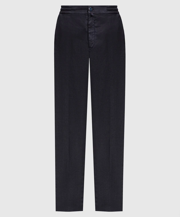 Kiton Blue Pants With Logo Patch 1 Kiton Blue Pants With Logo Patch