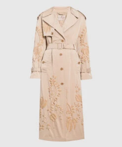 ERMANNO SCERVINO Beige Trench Coat With Embroidery