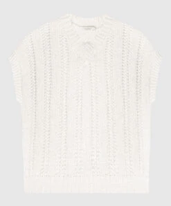 Peserico Pink Openwork Vest With Sequins