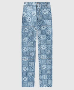 Off-White Blue Flared Jeans In Maiolica Print